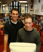 Students using library services