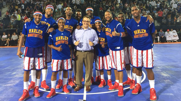The Public Address Voice of the Golden Tornadoes Resonates with Harlem Globetrotters