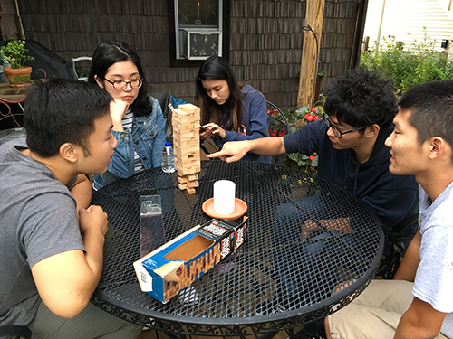 Students Playing Jenga