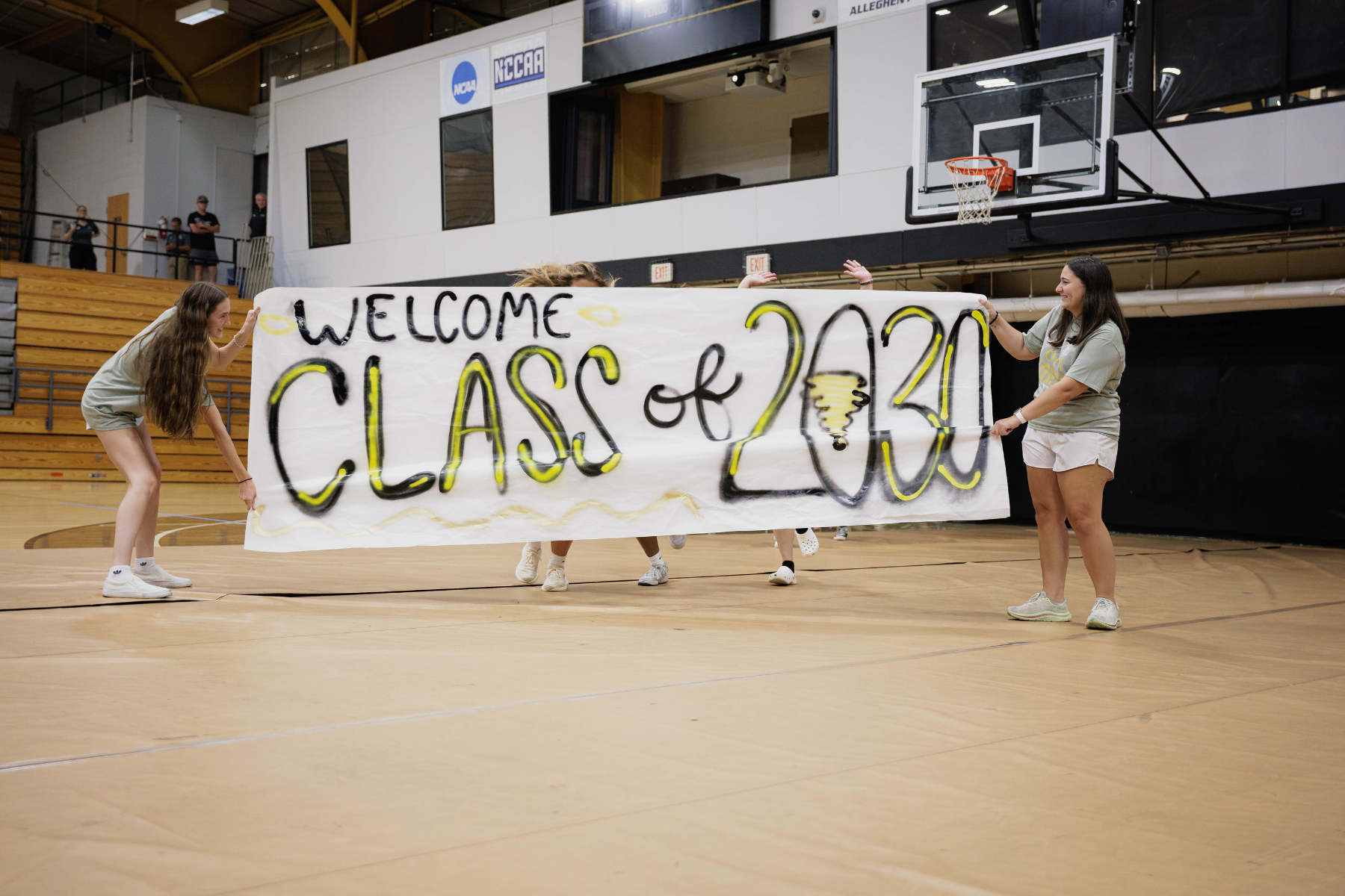 Students gather in the fieldhouse