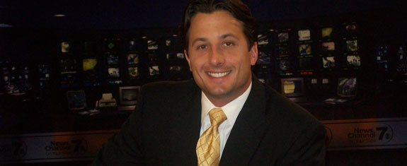 Richard Klindworth '01 working in the broadcasting industry.