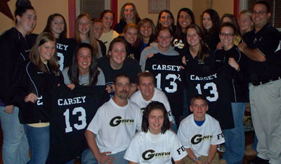 Meranda Carsey with the Geneva College softball team.