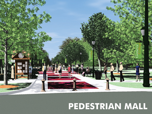 Rendering of the pedestrian  mall