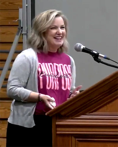 Dr. Wargo's indominable joy shines through as she connects with the Geneva community during chapel.