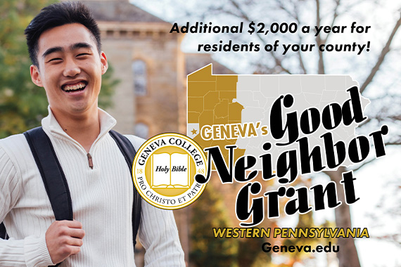 Geneva College Announces a Neighboring Grant for Students from 18 PA Counties