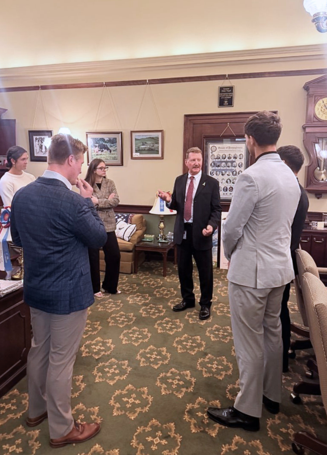Geneva students in discussion with PA Senator Elder Vogel