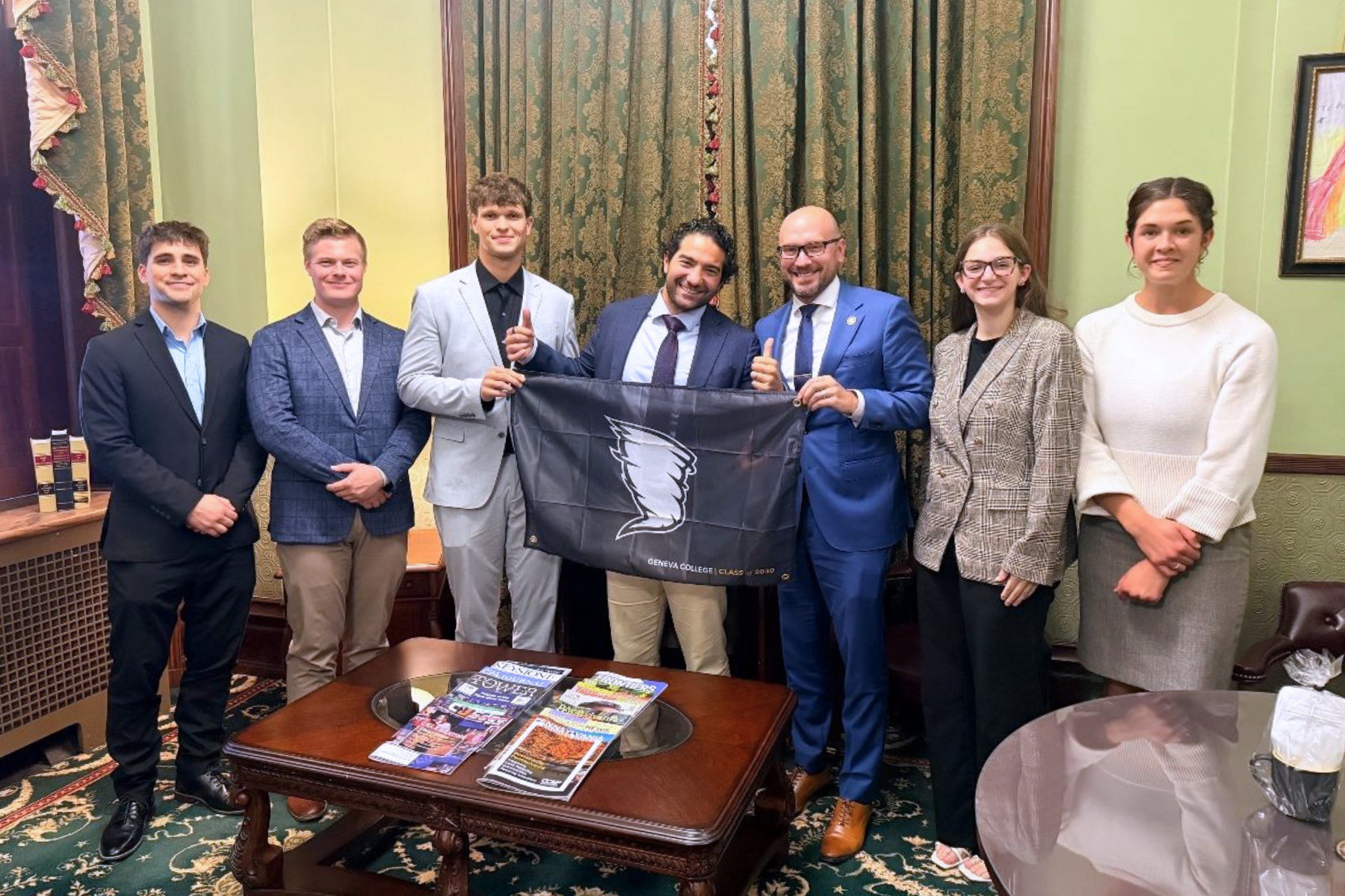 Geneva students with PA State Representatives Josh Kail and Roman Kozak